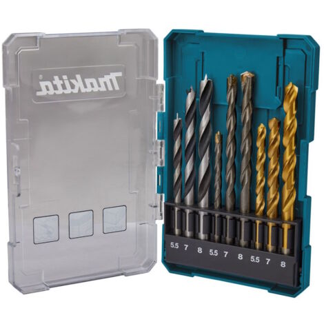 Makita D-71978 9 Pieces HSS Metal Brad Point Mixed Masonry Drill Bit Set (1/2)