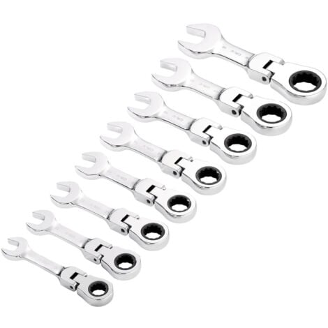 Draper 27982 8pc HI-Torq Metric Stubby Flex Head Ratchet Combination Spanner Set