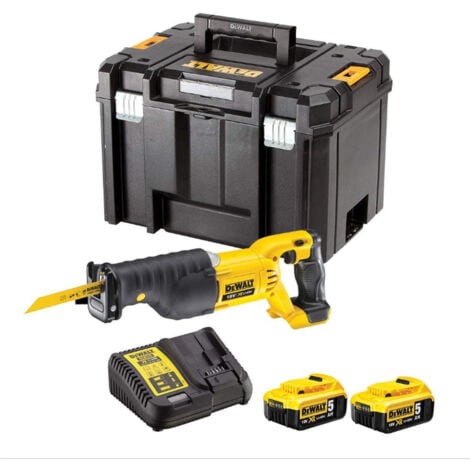DeWalt DCS380P2T 18V Reciprocating Saw, 2 x 5.0Ah Batteries &amp Charger in TSTAK VI Case