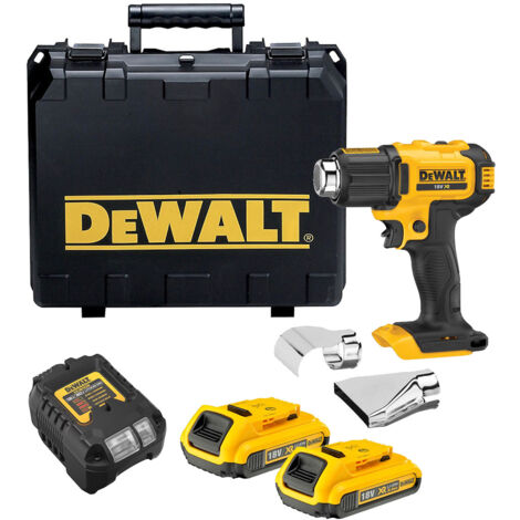 DeWalt DCE530D2 18V XR Cordless Heat Gun - 2x 2.0Ah Batteries, Charger &amp Carrying Case