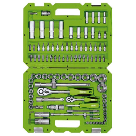 Draper 1/4" And 1/2" Sq. Dr. Metric Tool Kit (100 Piece) 55318 Hi-Viz Green (1/2)