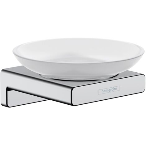 Hansgrohe – Bathroom soap dish – Wall mounted chrome – Durable glass construction – Easy to clean – 110mm diameter – 39mm height (1/3)