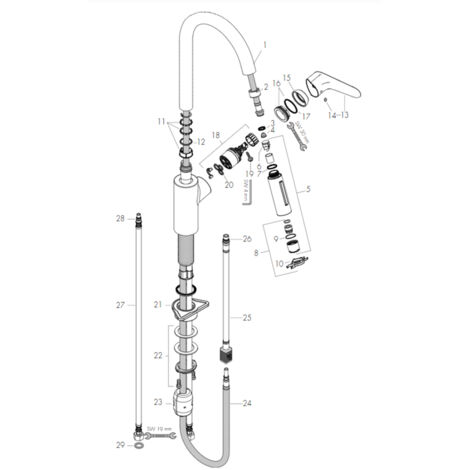 Hansgrohe 31815000 Focus M41 Single lever kitchen mixer 240, pull-out spray, 2jet - Chrome