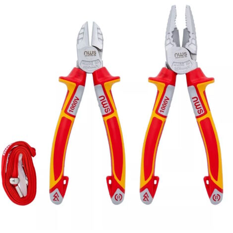 NWS NW860-3K 2 Piece VDE 1000v Wire Side Cutter, Combimax Combination Pliers Set (1/3)