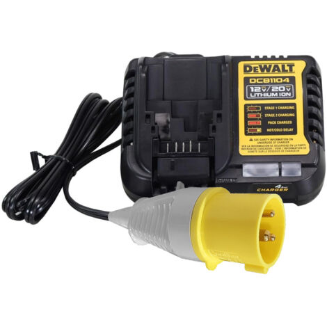 DeWalt DCB1104 110V Jobsite 4Ah XR Charger with Yellow Plug (12V/20V Max Li-Ion)