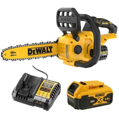 DeWalt DCMCS565P1 18V XR 30cm Brushless Compact Chainsaw - 1x 5Ah Battery and Charger