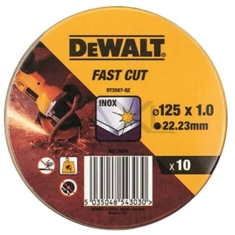 DeWalt DT3507 10x Stainless Steel Fast Cut 125mm Cutting Discs