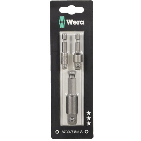 Wera 05073200001 - 870/4/7 Set A SB, 3 pieces socket adaptors (1/4)