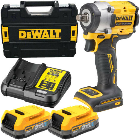 DeWALT DCF921E2T-GB XR 18V Brushless Cordless 1/2" Impact Wrench Hog Ring With 2 x Power Stack Batts, Chrager In Case
