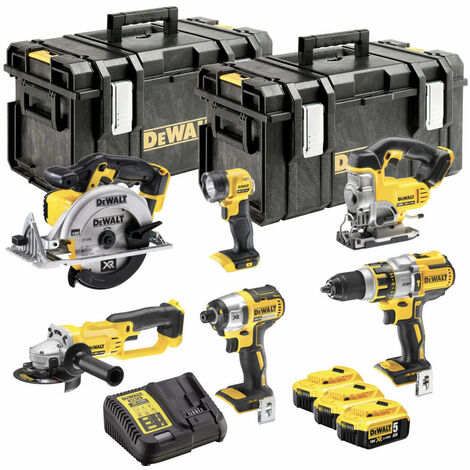 DeWALT DCK694P3 Cordless 18V 6 Piece Power Tool Set With 3x5Ah Batteries, Chargers And 2 x Carry Cases