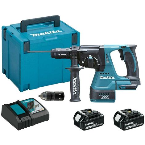 Makita DHR243RMJ Brushless Cordless 18V SDS+ Rotary Hammer Drill with 2x4Ah Batteries, Charger and Carry Case