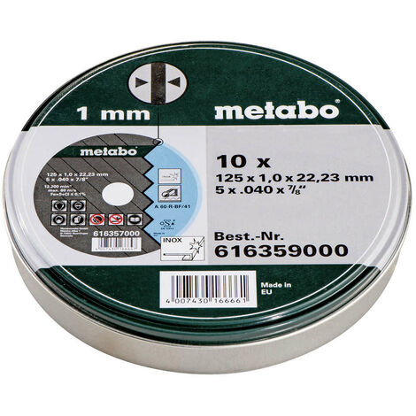 Metabo 616359000 Inox Discs In Metal Tin 125mm X 10