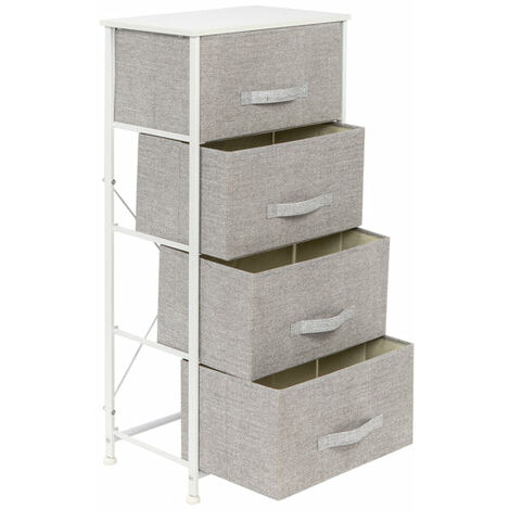 Fabric Tall Chest of Drawers with 4 Compartements Organiser Unit Chest Unit Home With Shelves Home Living Bedroom Grey - Grey
