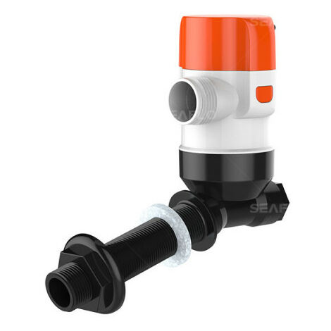 Pompe Aérateur Submersible 800 GPH 12V Pour Vivier Maritime - Inclut Filtres Acier Inox - Design Incliné 90°