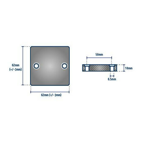 Anode Plaque à visser - ORANGEMARINE - 65 x 65 x 10 mm