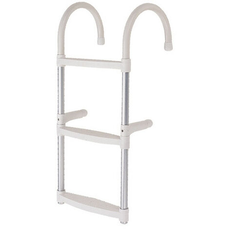 Échelle de bain aluminium 3 marches – Largeur 35 cm – Résistante aux UV – Design compact avec crosses repliables