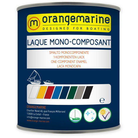 Laque marine mono-composant 0,75 L – Finition brillante alkyde-uréthane – Résistance abrasion et UV – Pour polyester, acier, bois, aluminium