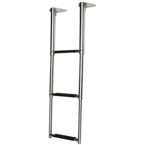 Échelle télescopique pivotante en inox 316 – 3 marches antidérapantes – Largeur 180 mm – Sangle d'attache velcro incluse (1/4)