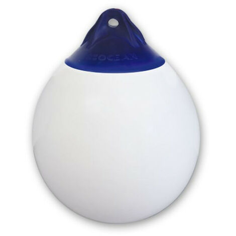 Pare-battage sphérique bleu et blanc – Diamètre 22 cm – Longueur 30 cm – Flottabilité pour bateaux de 20 à 70 pieds – Ocean