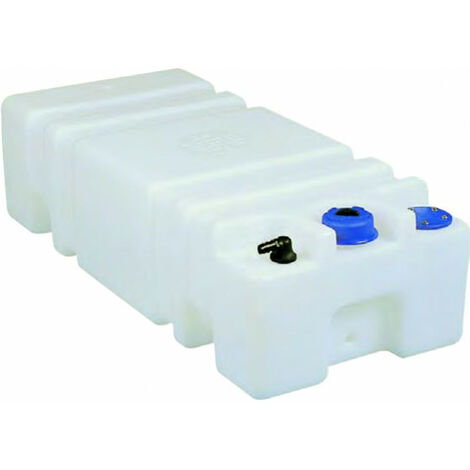 Réservoir à eau SOGLIOLA 45L – Dimensions 650x350x220mm – Entrée Ø 50mm avec bouchon – Sortie cannelée Ø 16mm
