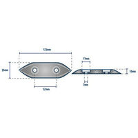 Anode Plaque hors-bord CHRYSLER - ORANGEMARINE - entraxe 50 mm