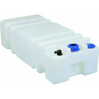 Réservoir à eau SOGLIOLA 45L – Dimensions 650x350x220mm – Entrée Ø 50mm avec bouchon – Sortie cannelée Ø 16mm