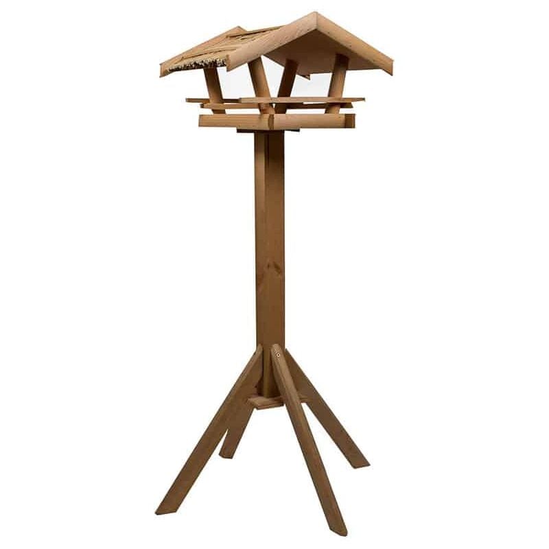Mangeoire pour oiseaux - Hexagone en bois - À poser dans le jardin - Mangeoire  pour oiseaux sauvages (marron + rouge + jaune) : : Jardin