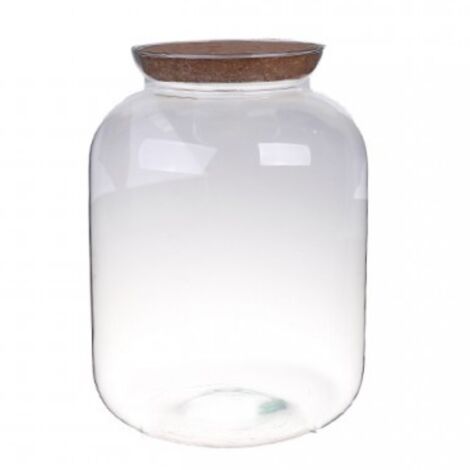 Bonbonne en verre 41 cm avec bouchon en liège – Diamètre 23 cm – Accessoire décoratif pour terrarium ou fleurs séchées – Naturalys