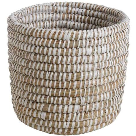 Aubry Gaspard – Cache-pot jonc de mer 21 cm – Matériau écologique et durable – Design bohème pour intérieur – Idéal pour plantes d'intérieur