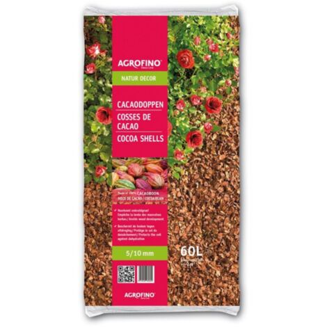 Cosses de cacao 100% naturelles 60L – Dimensions 5/10mm – Couvre-sol organique pour aération et protection des plantations