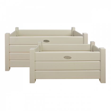 Lot de 2 bacs à Fleurs en Bois blanc pour Terrasse (1/4)