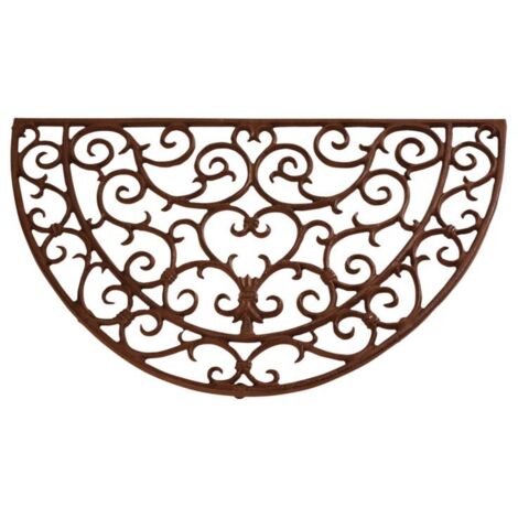 Esschert Design – Paillasson demi-rond 69 x 41 cm – Matériau fonte – Tapis d'entrée pour intérieur et extérieur – Épaisseur 2 cm (1/6)