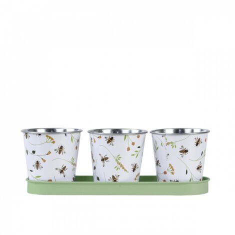 Jardinière en zinc 3 pots abeilles (1/5)