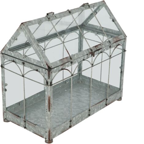 Esschert Design – Mini serre fer et verre 36 cm – Serre de balcon élégante – Pour petites plantes – Accessoire décoratif intérieur