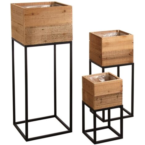 Lot de 3 jardinières en bois (1/2)