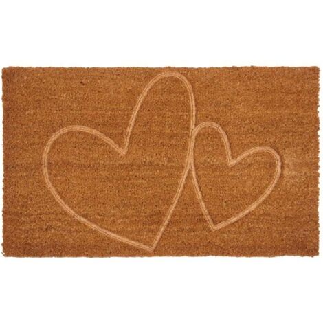 Paillasson coco intérieur extérieur 75 x 45 cm Coeurs thermocompressé (1/4)