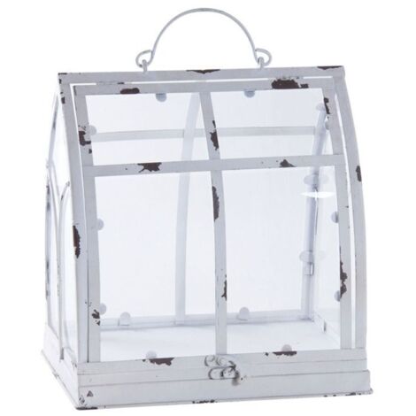 Serre en métal antique blanc et plexiglas