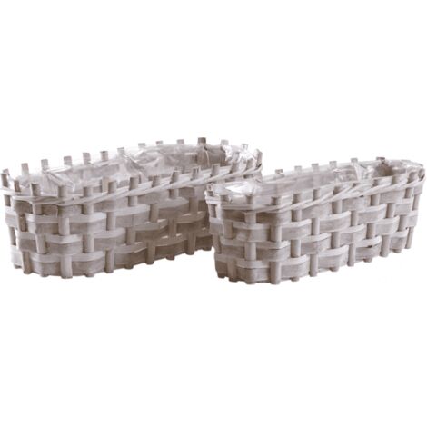 Jardinière en bois tressé 43 cm. Beige. Marque : Aubry Gaspard. Réf. : FV-JJA214SP (1/2)