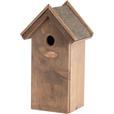 Esschert Design – Nichoir pour mésanges charbonnières – Toit en bitume – Ouverture 32mm – Dimensions 13,8 x 18,3 x 31,5 cm – Style antique