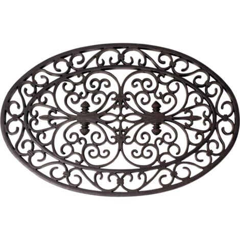 Paillasson ovale en caoutchouc - Noir - L 70 x P 46cm - Livraison gratuite (1/3)