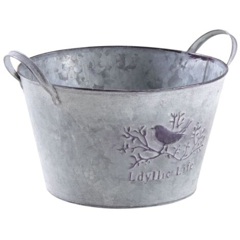 Aubry Gaspard – Corbeille ronde en métal patiné motif oiseau – Diamètre 23 cm – Hauteur 14 cm – Décoration intérieure et extérieure