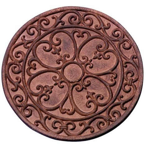 Esschert Design – Pas japonais rond en fonte – Dimensions 29,8x29,8x1,2 cm – Couleur marron pour espaces extérieurs – Résistant aux intempéries (1/2)