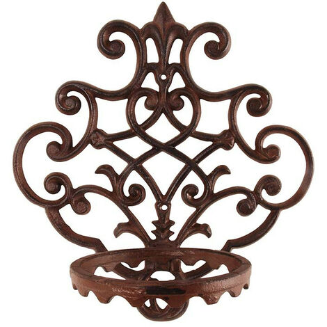 Esschert Design – Support mural pour pot de fleurs en fonte – Design vintage décoratif – Convient aux pots jusqu'à 130 mm – Résistant aux intempéries (1/6)