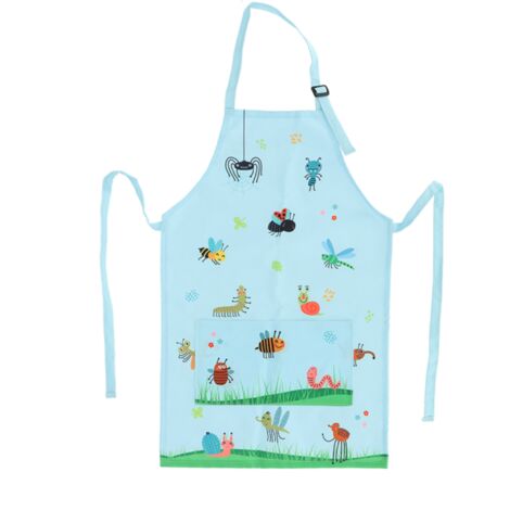 Tablier de jardinage pour enfant imprimé insectes - Bleu - L 34,5 x H 56,5 cm - Livraison gratuite