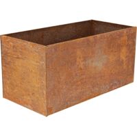 Esschert Design – Jardinière rectangulaire en métal aspect rouille – Longueur 78,2 cm – Hauteur 38,2 cm – Profondeur 38,2 cm – Acier Corten pour extérieur