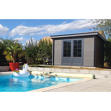 Green Outside – Abri de jardin aluminium et composite 3x3 – Toit plat contemporain – Résistant aux intempéries – Kit anti tempête inclus – 10 m² (1/5)