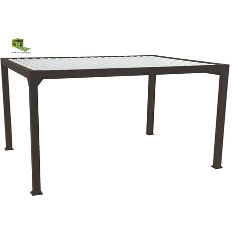 Pergola bioclimatique aliminium motorisée gris sablé 15m² ACTUAL XL 5x3m avec LED intégré