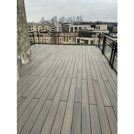 Lame terrasse composite Coexprotect® 2.60m  coloris GREGE, 2 faces réversibles.PROTECTION RENFORCEE