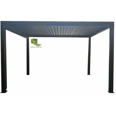 Pergola Bioclimatique Aluminium manuelle auto portante 4x3m ht 2,50m.  Qualité PRO - Lame aluminium 