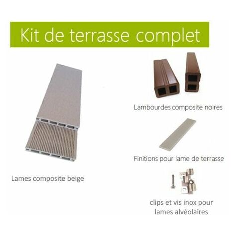 Kit complet 20 m² terrasse composite Green Outside beige